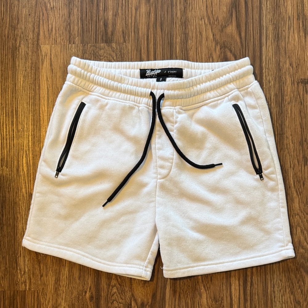 Brooklyn Cloth White Athletic Shorts with Black Details